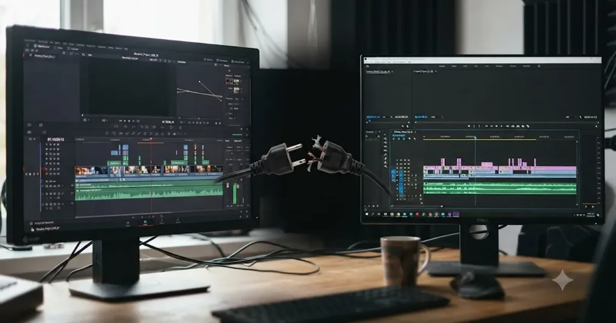 Illustration of a DaVinci Resolve timeline surrounded by different AI assistant icons pointing at controls, representing alternatives to a Premiere-only AI copilot