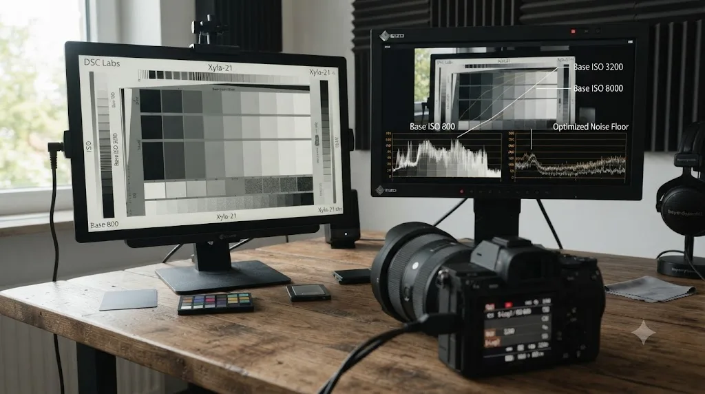 Illustration of a dynamic range chart showing the Sony A7 IV's dual base ISO points at 800 and 3200 for S-Log3