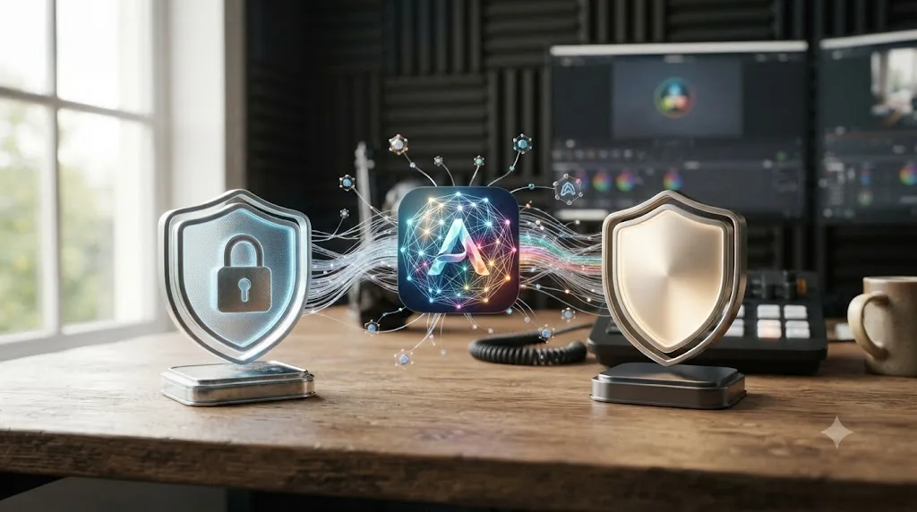 Illustration of a locked DaVinci Resolve Free icon beside an unlocked Studio icon connected to an AI editing agent