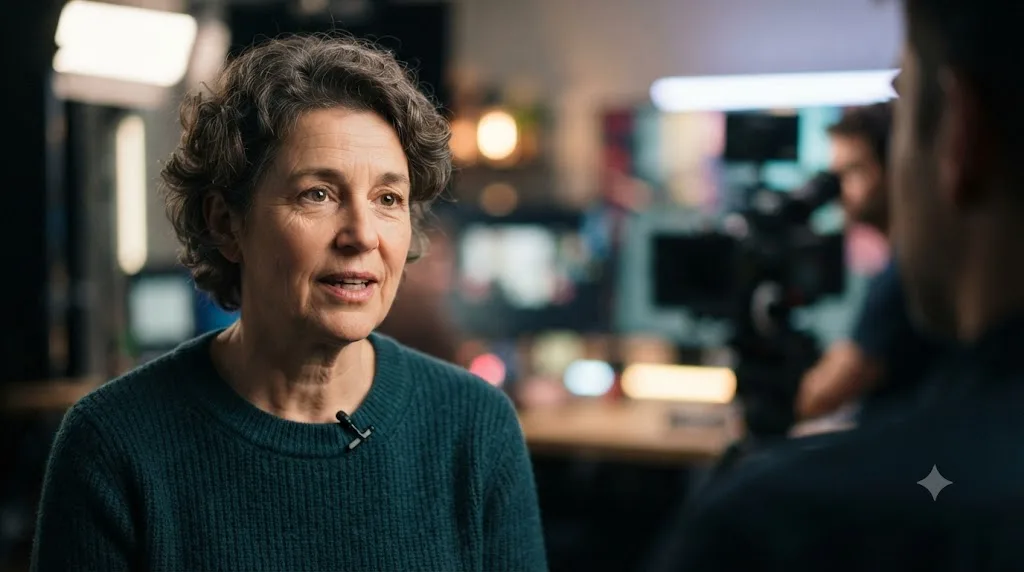 Illustration of a rack-focus depth of field effect applied to an interview shot in DaVinci Resolve